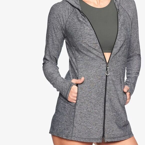 Athleta Grey Heather Vitamin Sea Lightweight Jacket Sz S - Picture 2 of 12